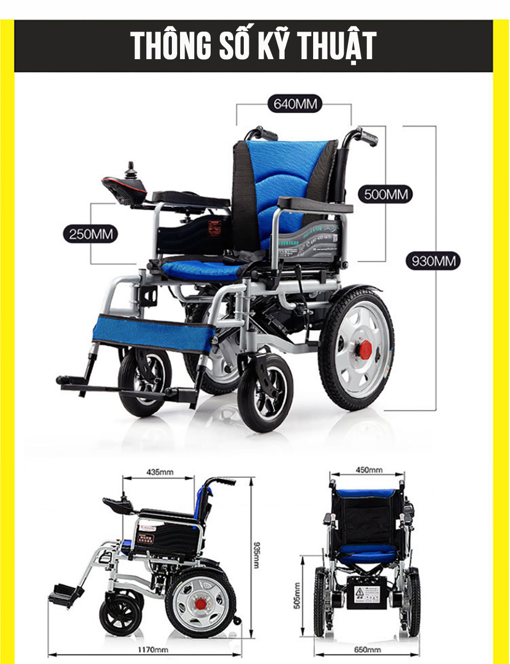 Xe lăn điện phục hổi chức năng cao cấp cho người già, người khuyết tật TM095
