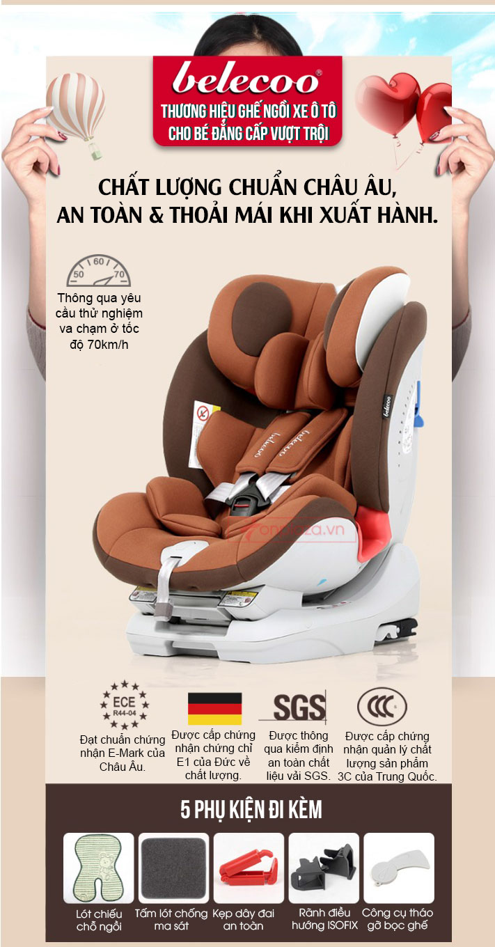 Ghế an toàn đi ô tô dành riêng cho bé phong cách Châu Âu hiện đại XĐ020