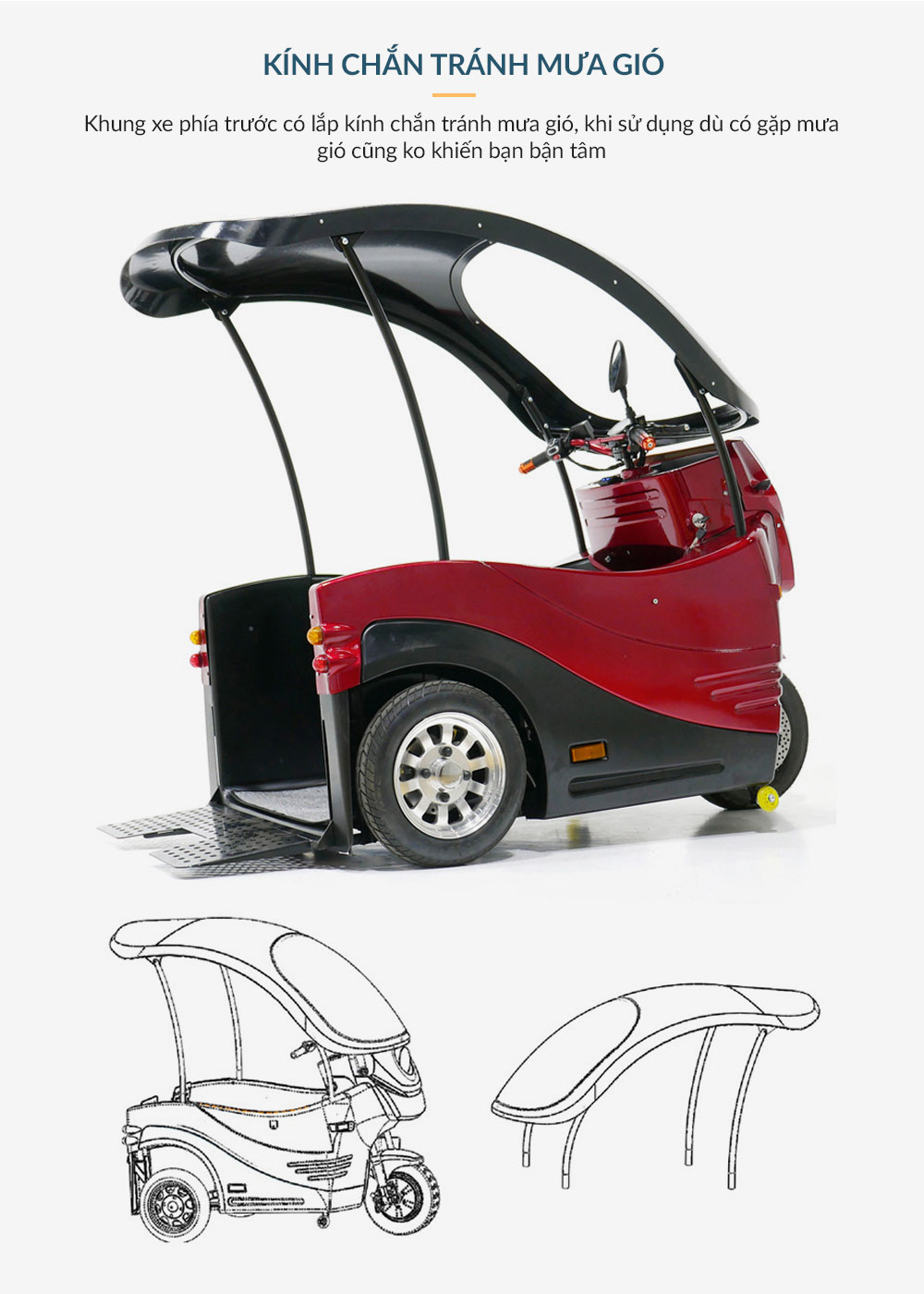 Xe điện 3 bánh nhập khẩu cao cấp dành cho người già người khuyết tật TM087