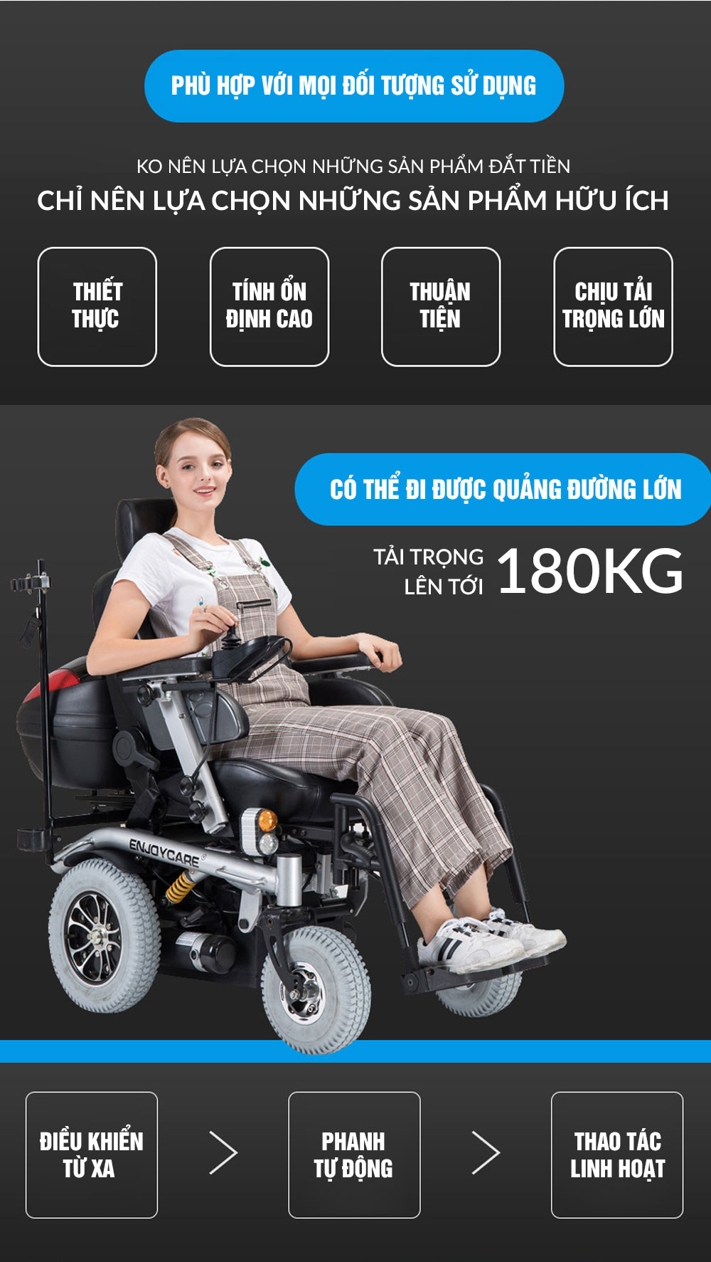 Xe lăn điện hỗ trợ chức năng cho người khuyết tật nhập khẩu cao cấp TM089